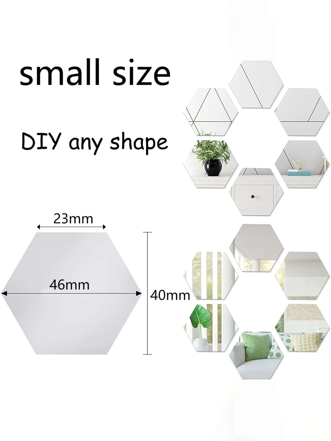 12pcs Hexagon Mirror Wall Sticker