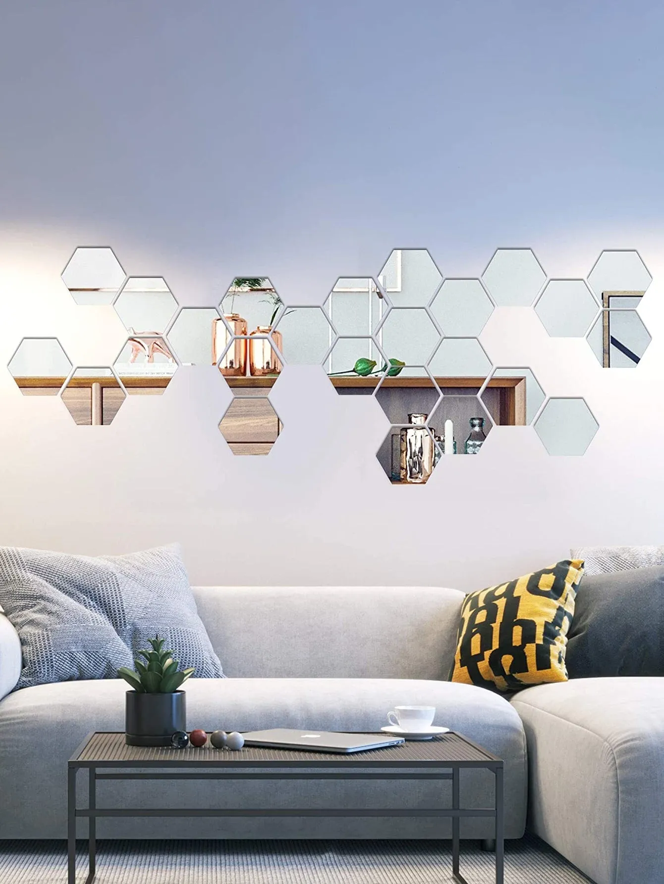 12pcs Hexagon Mirror Wall Sticker