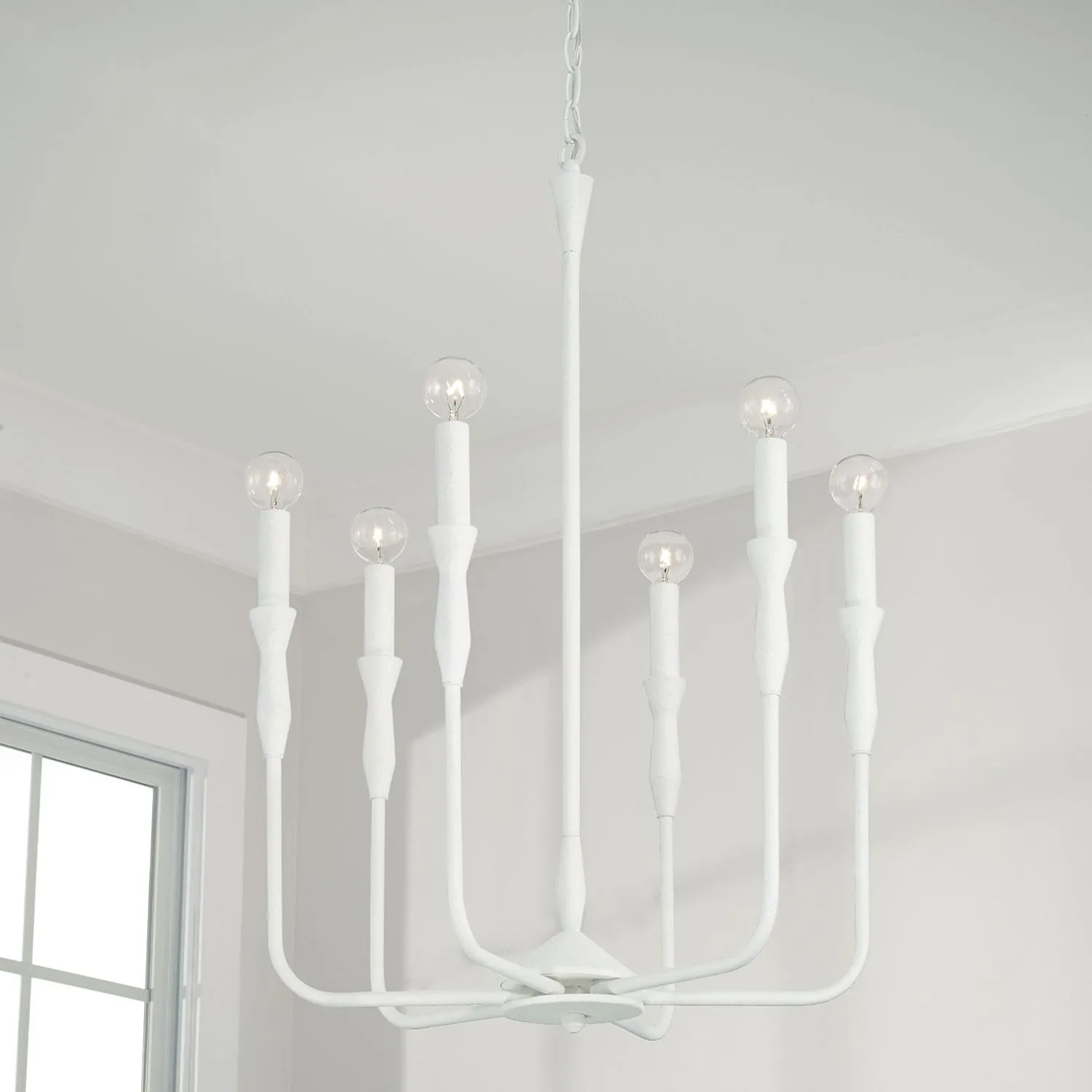 30"H PALOMA 6-LIGHT CHANDELIER, TEXTURED WHITE