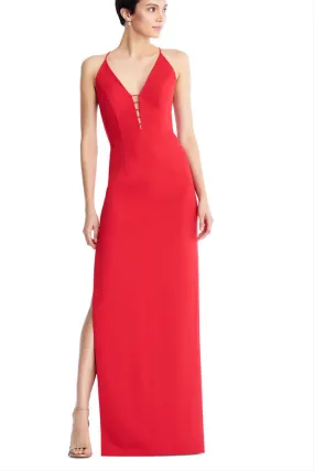 AIDAN MATTOX-RED SCUBA CREPE COLUMN GOWN