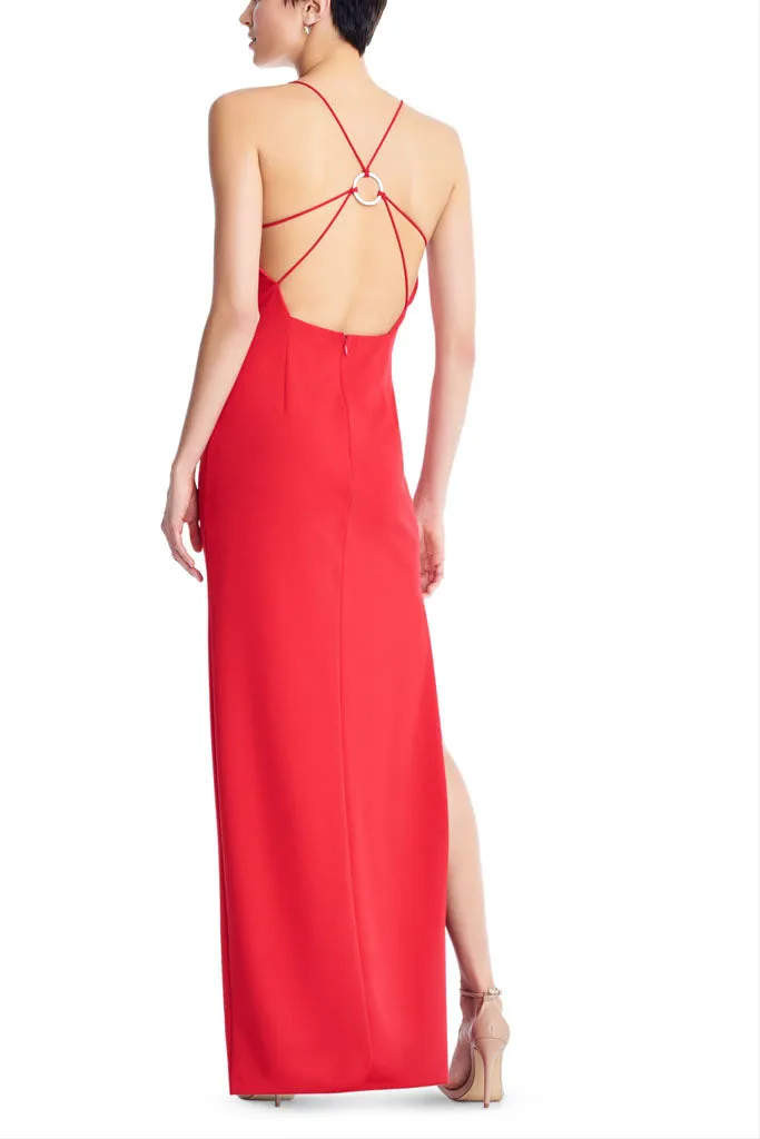 AIDAN MATTOX-RED SCUBA CREPE COLUMN GOWN