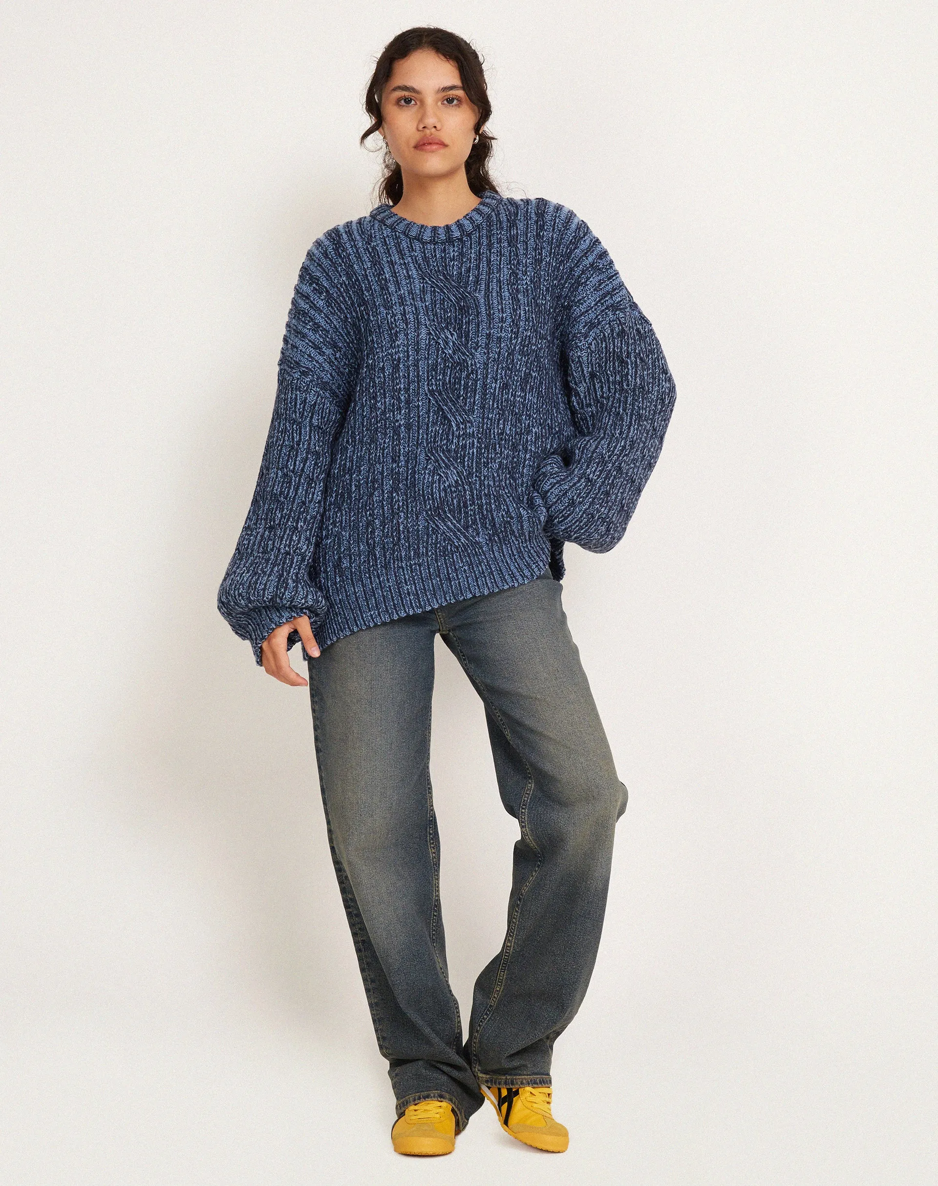 Amieta Knitted Jumper in Two Tone Blue