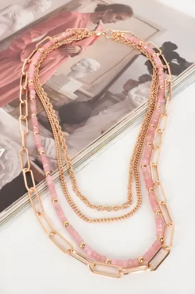 Angela Necklace - Pink & Gold