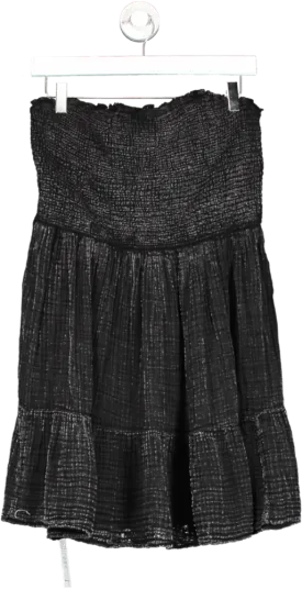 Anthropologie Black The Marisol Smocked Mini Dress UK  L