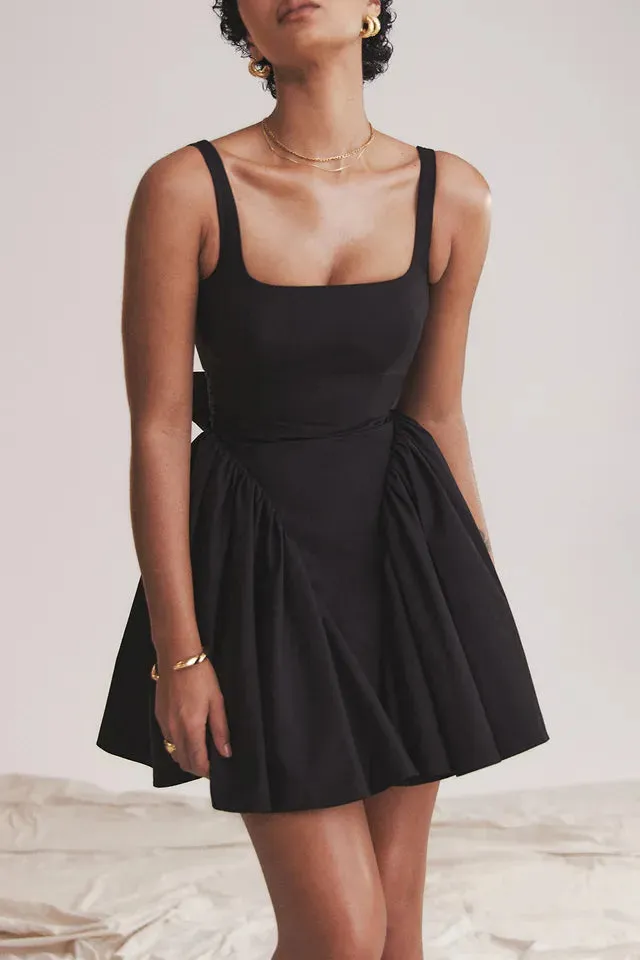 Backless Large Stylish Bow Mini Dress