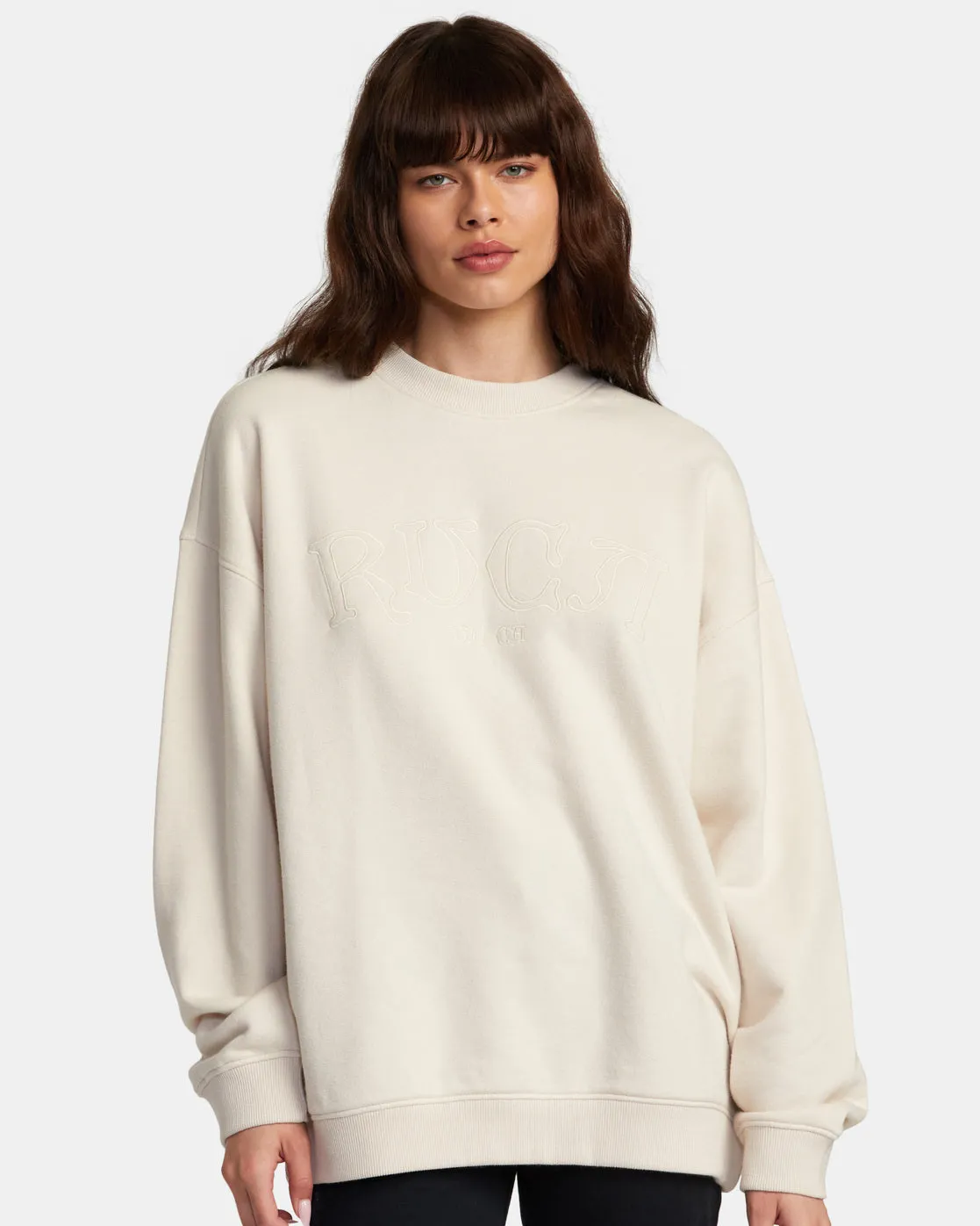 Baggie Bf Crew Sweatshirt - Latte