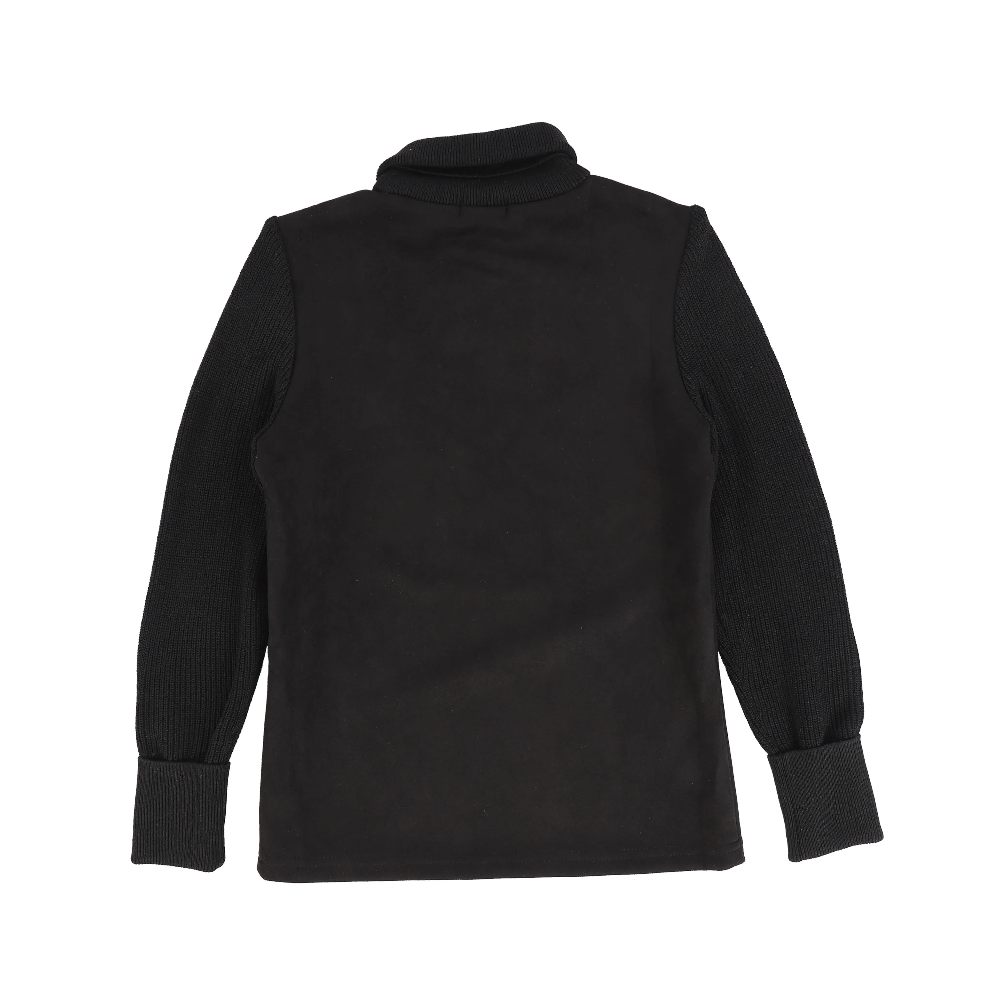 BAMBOO BLACK SUEDE KNIT SLEEVE TURTLENECK [Final Sale]