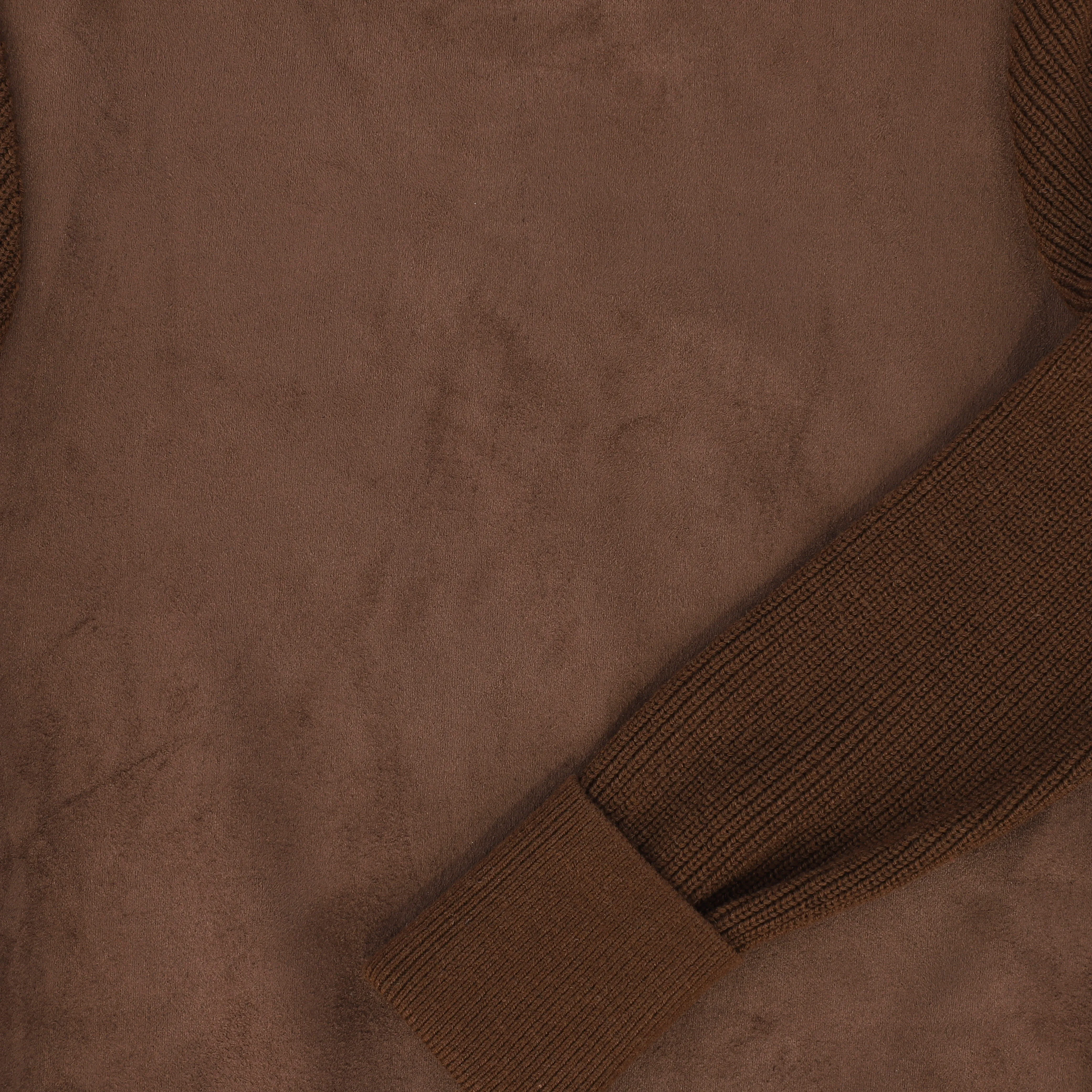 BAMBOO BROWN SUEDE KNIT SLEEVE TURTLENECK [Final Sale]