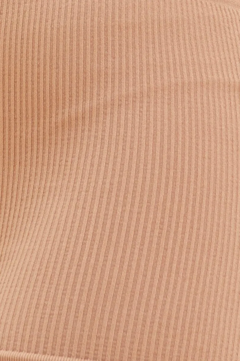 Beige Seamless Shorts Boyleg Rib