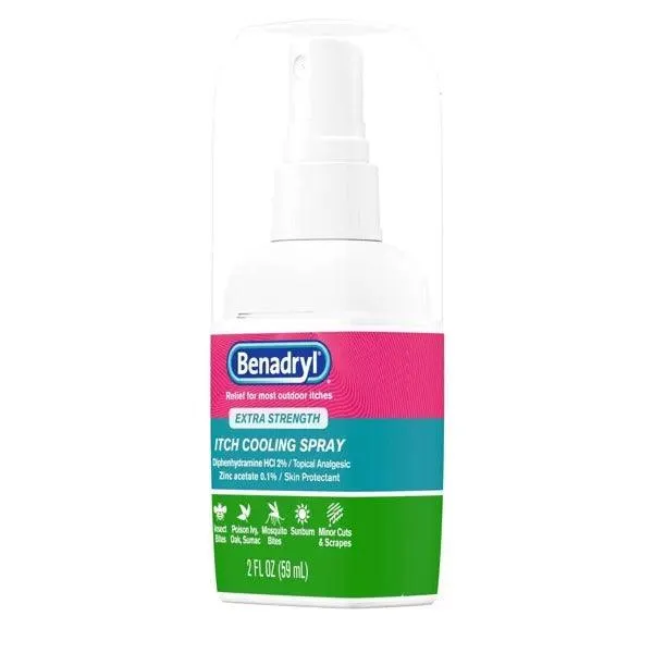 Benadryl Extra Strength Itch Cooling Spray for Skin Itch & Rash Relief Travel Size - 2 fl oz