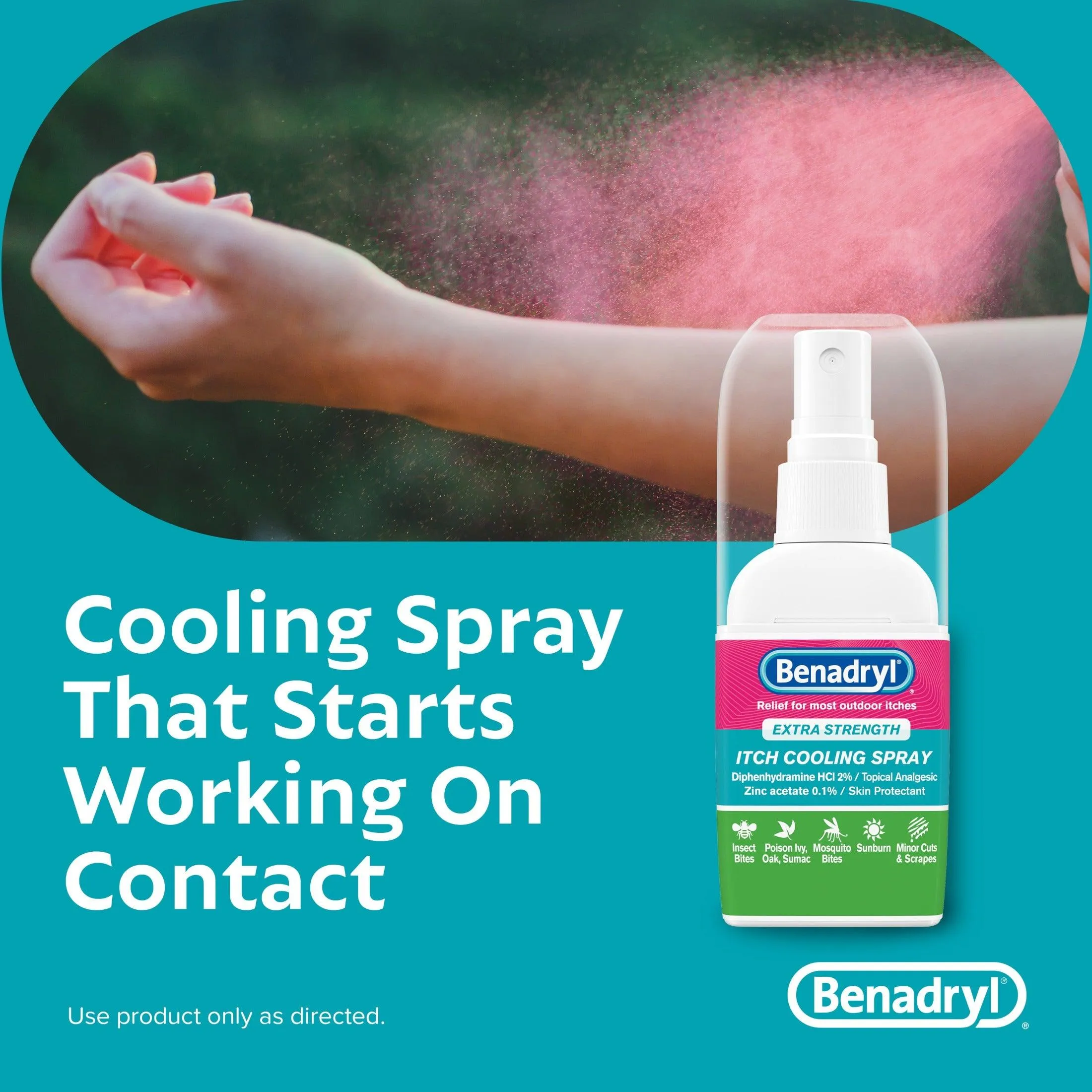 Benadryl Extra Strength Itch Cooling Spray for Skin Itch & Rash Relief Travel Size - 2 fl oz