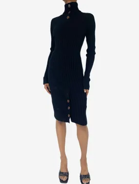 Black cashmere ribbed knit dress - size UK 6