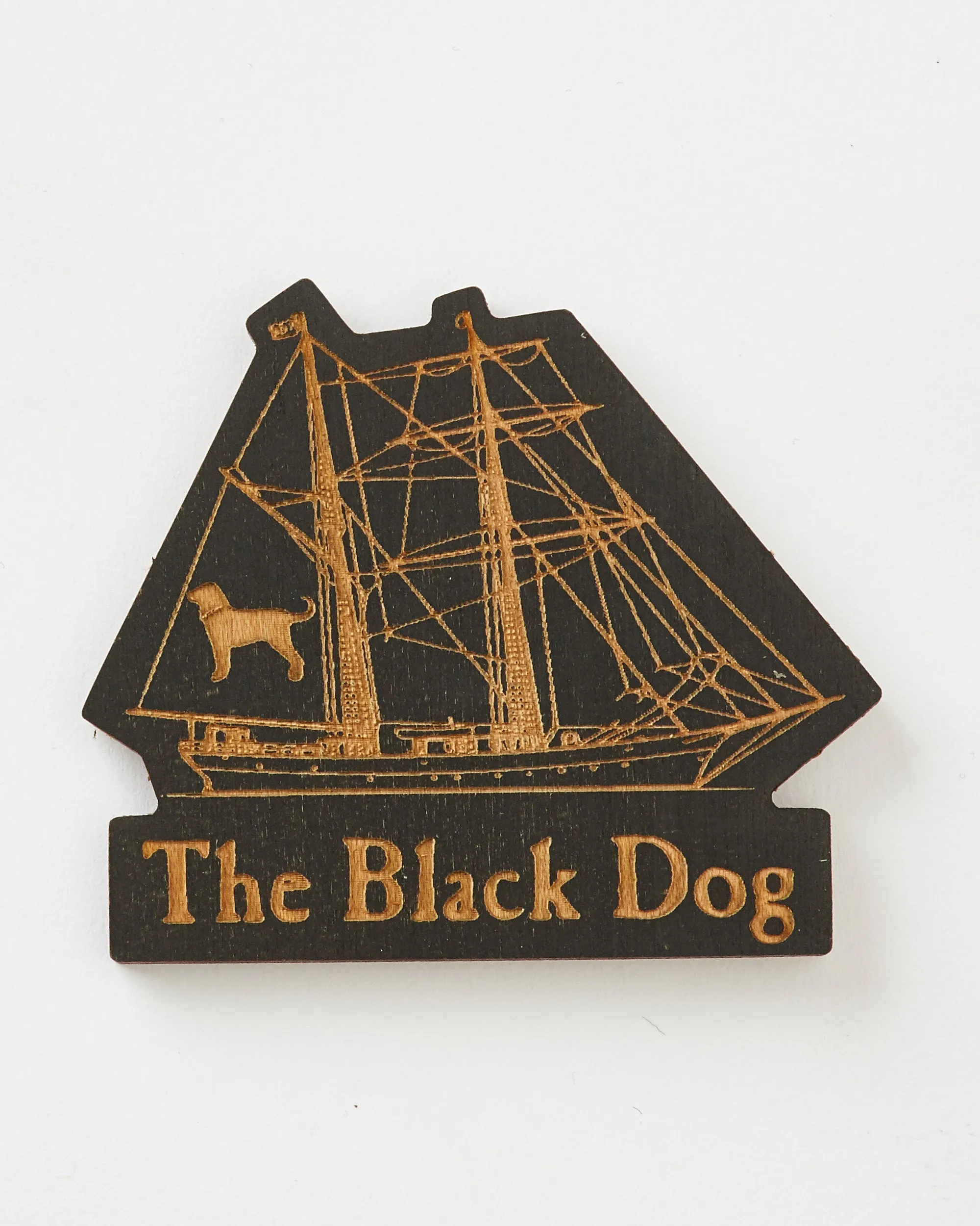 Black Dog Tall Ship Wood Magnet