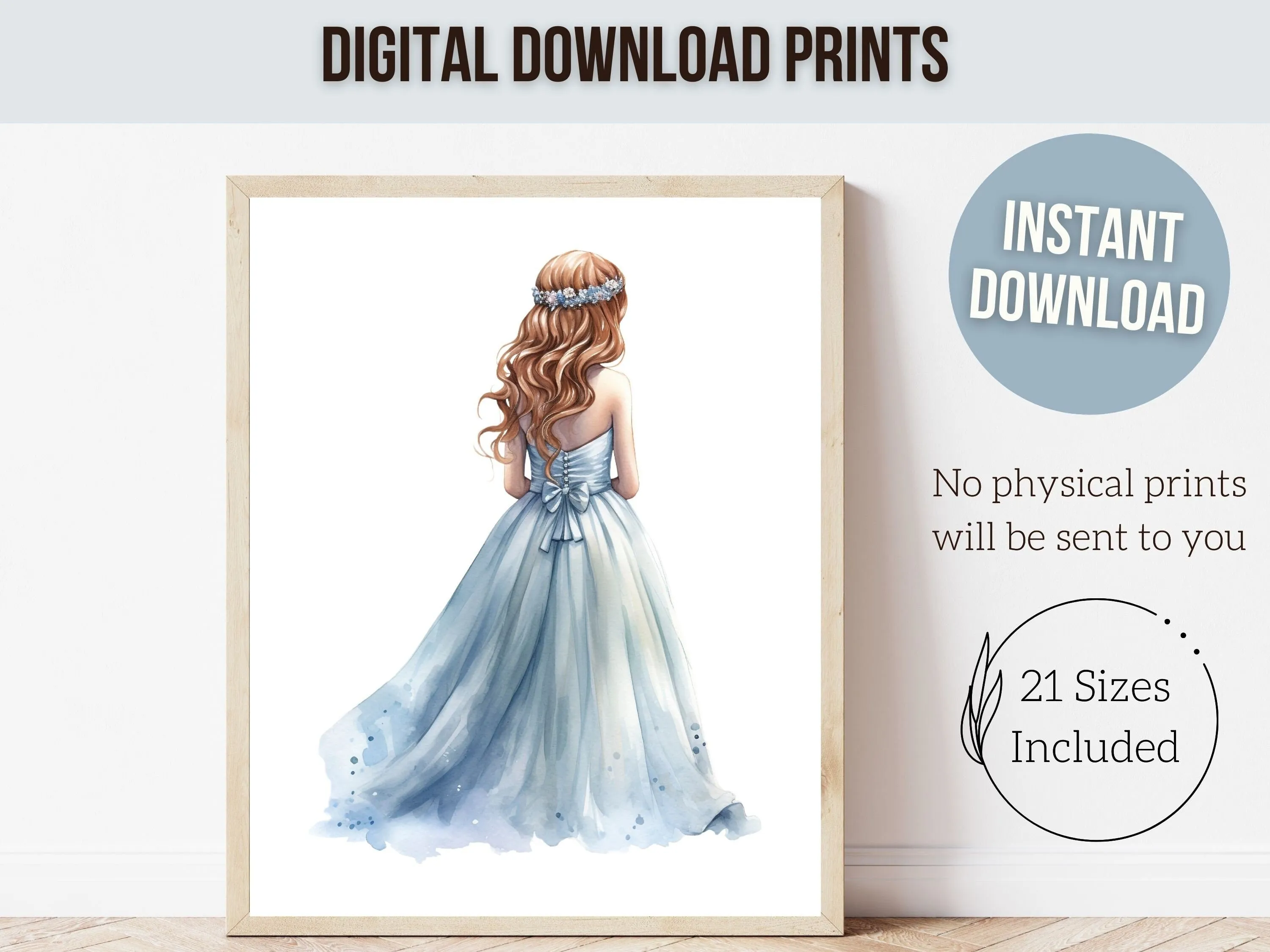 Blue Princess Ballet Nursery Prints - Set 1