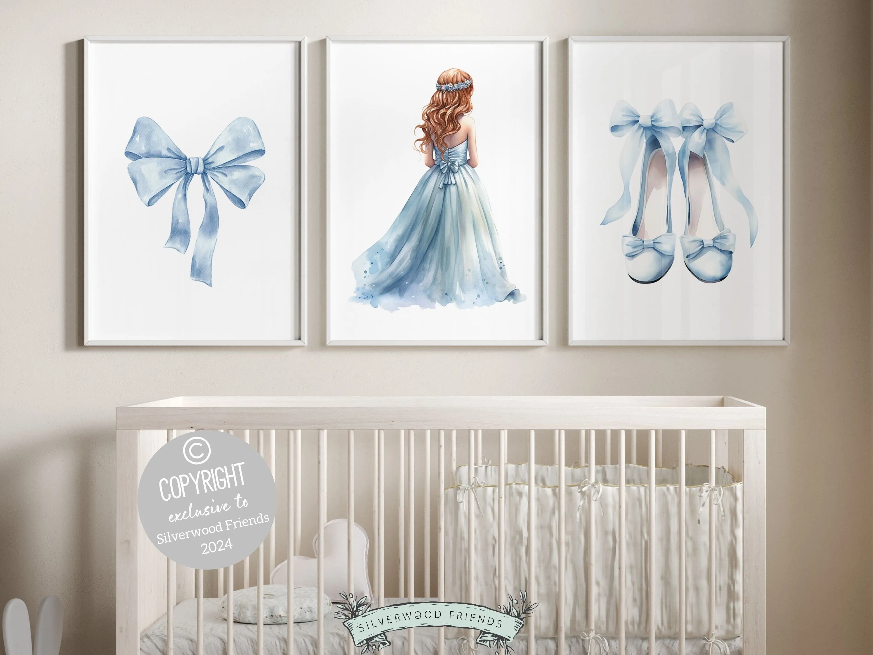 Blue Princess Ballet Nursery Prints - Set 1