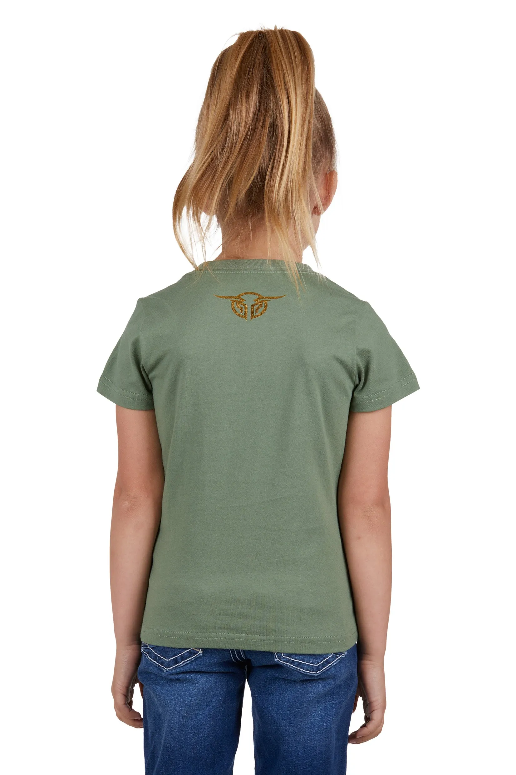 Bullzye Girls Foliage S/S Tee - Moss - B3S5503321