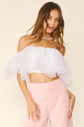 Caroline Organza Off Shoulder Ruffle (White)