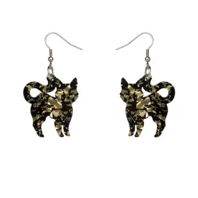 Cat Chunky Glitter Resin Drop Earrings - Yellow