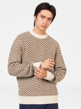 Chevron Jacquard Crewneck Sweater