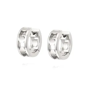 Chunky Huggie Hoop Earrings Sterling Silver