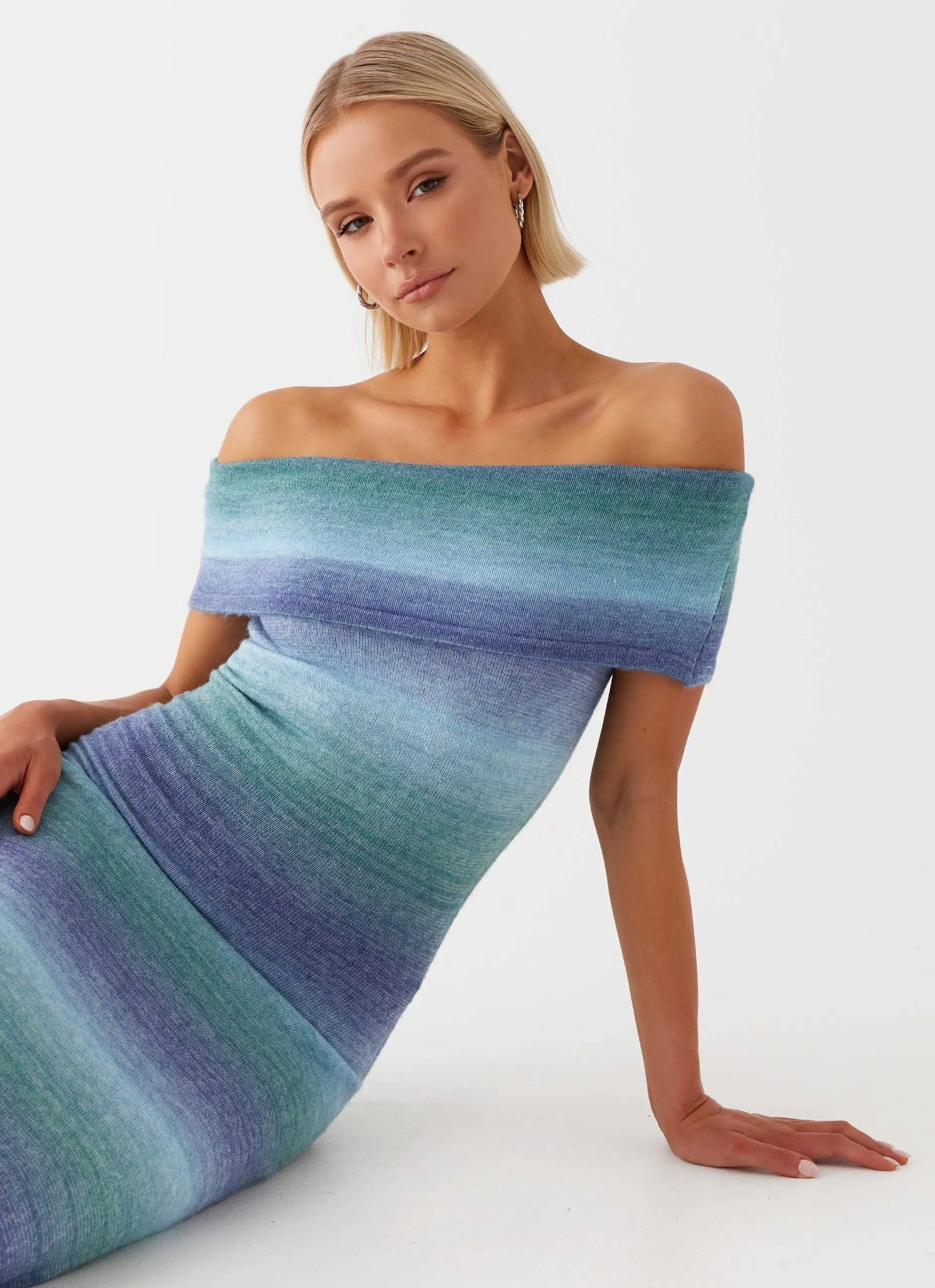 Clarity Knit Maxi Dress - Blue Ombre