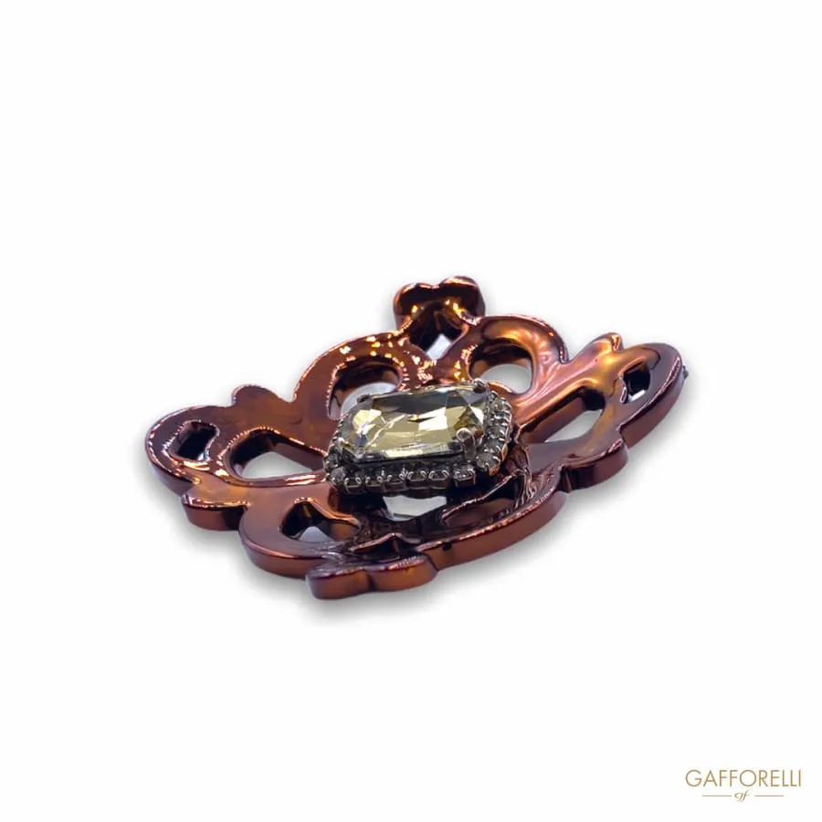 Coat of Arms Style Brooch Decorated with Central Swarovski D328 - Gafforelli Srl