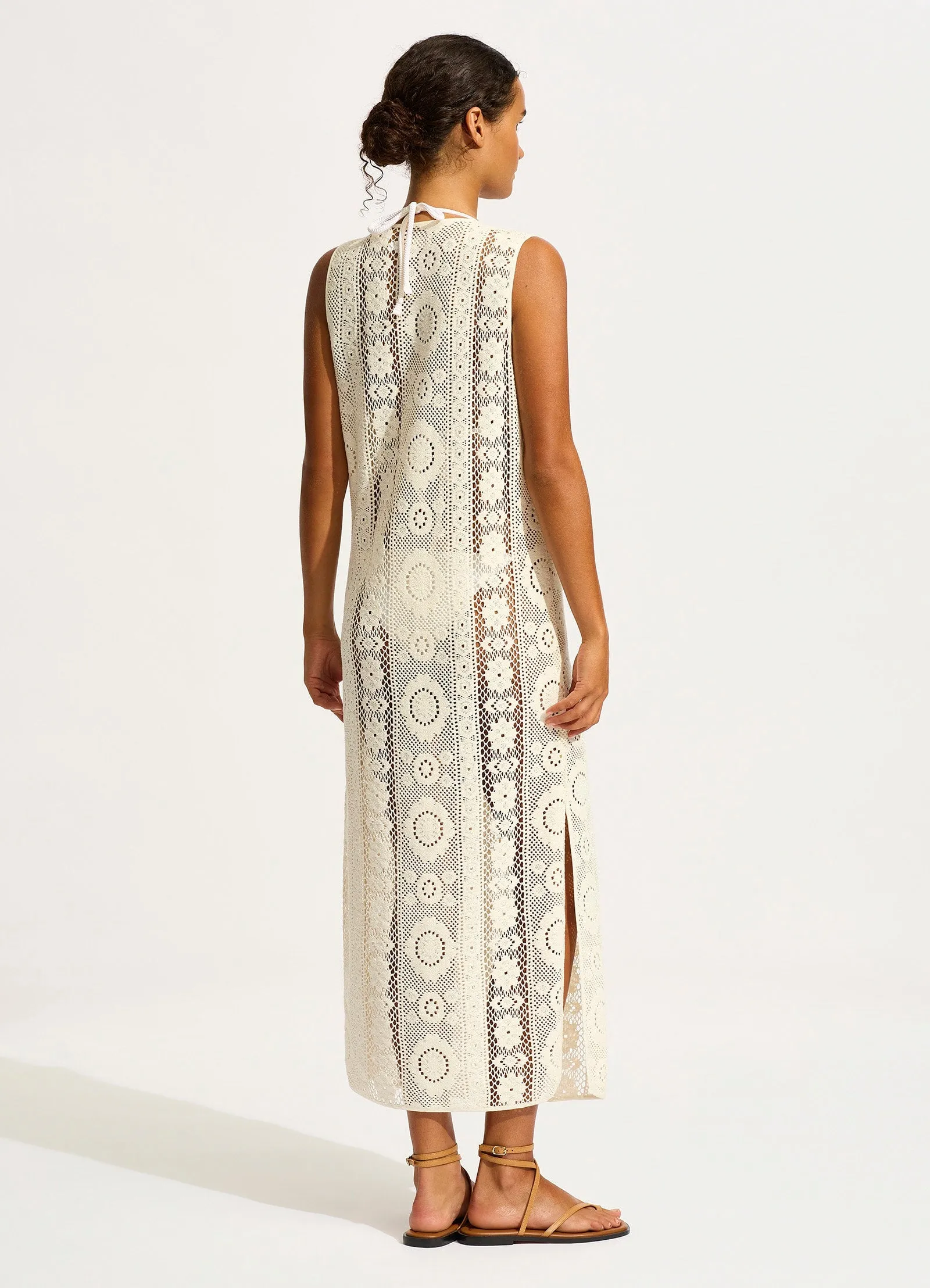 Corfu Crochet Maxi Cover Up - Ecru