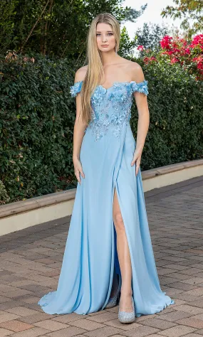 Corset-Back Off-Shoulder Long A-Line Prom Dress