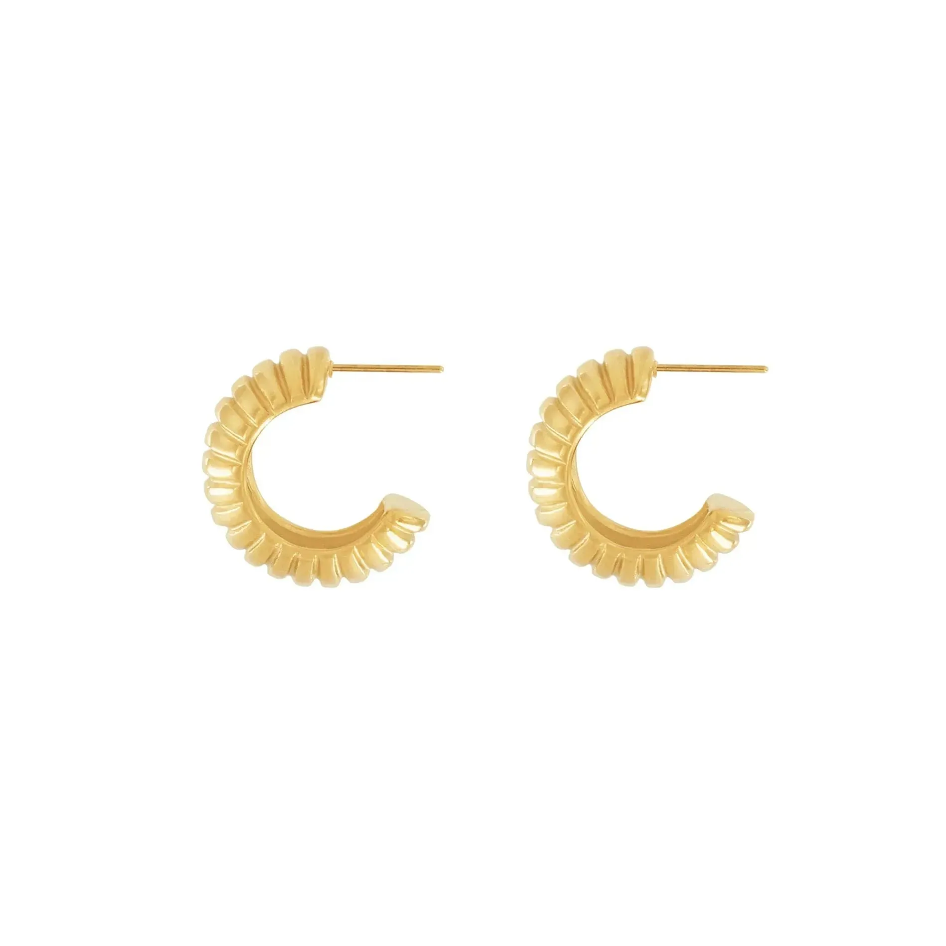 Courage Waterproof Chunky Stribe Hoop Earring 18K Gold Plating