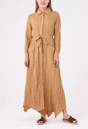 Crinkle Maxi Shirt Dress