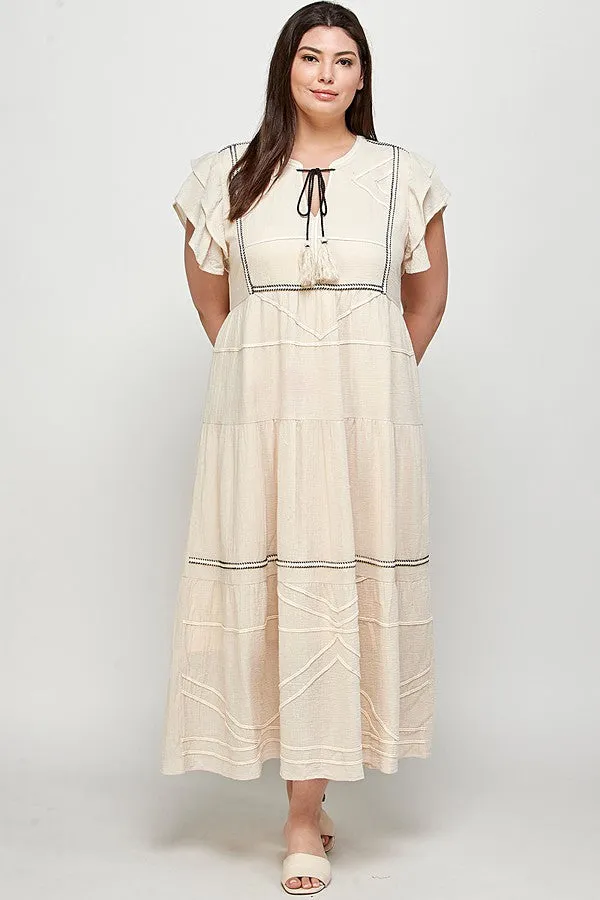 Curvy Penelope Dress in Cream