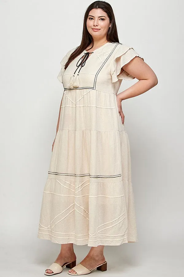 Curvy Penelope Dress in Cream