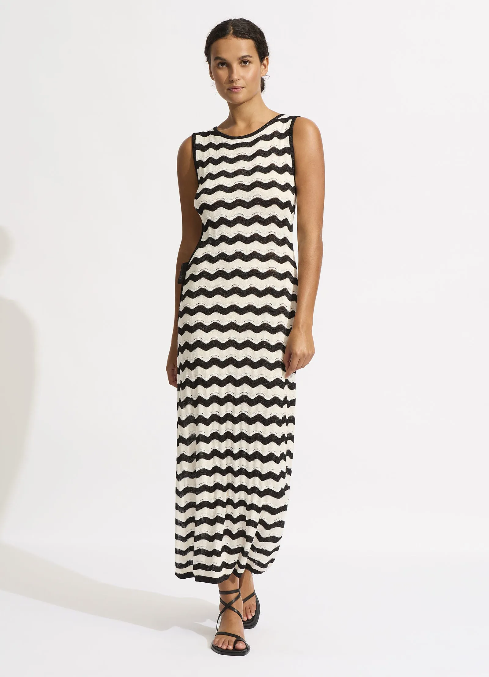 Cut Out Knit Maxi Dress - Black