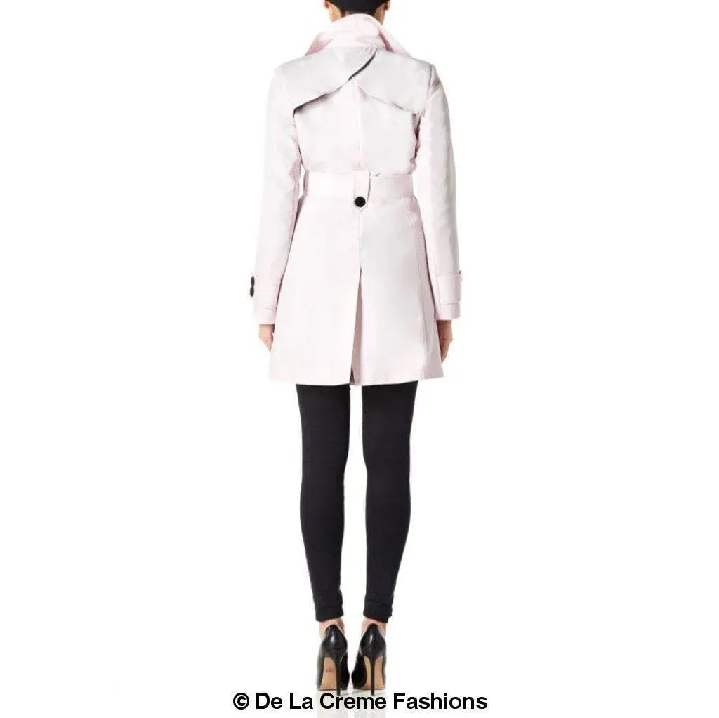 De La Creme Womens Mid Length Belted Mac Coat