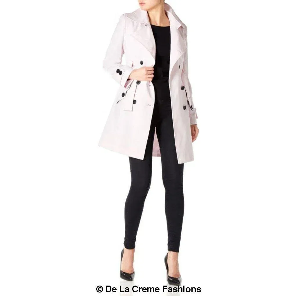 De La Creme Womens Mid Length Belted Mac Coat