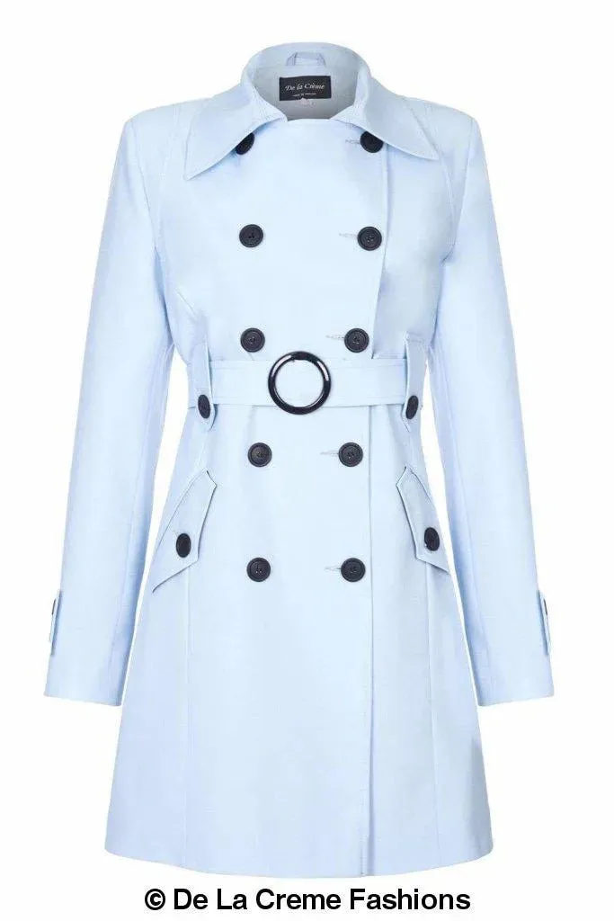 De La Creme Womens Mid Length Belted Mac Coat