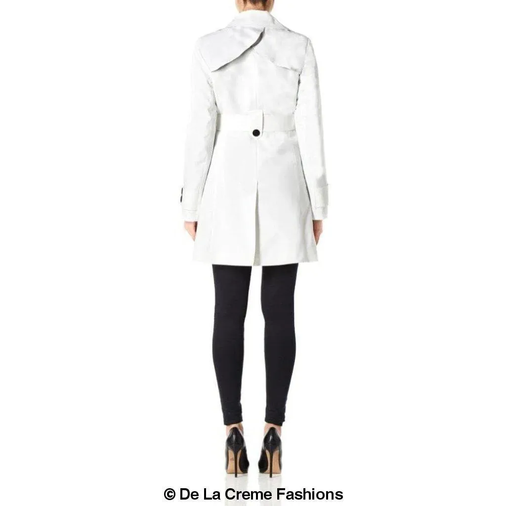 De La Creme Womens Mid Length Belted Mac Coat