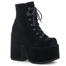 Demonia CAMEL-203 | Black  Velvet Ankle Boots