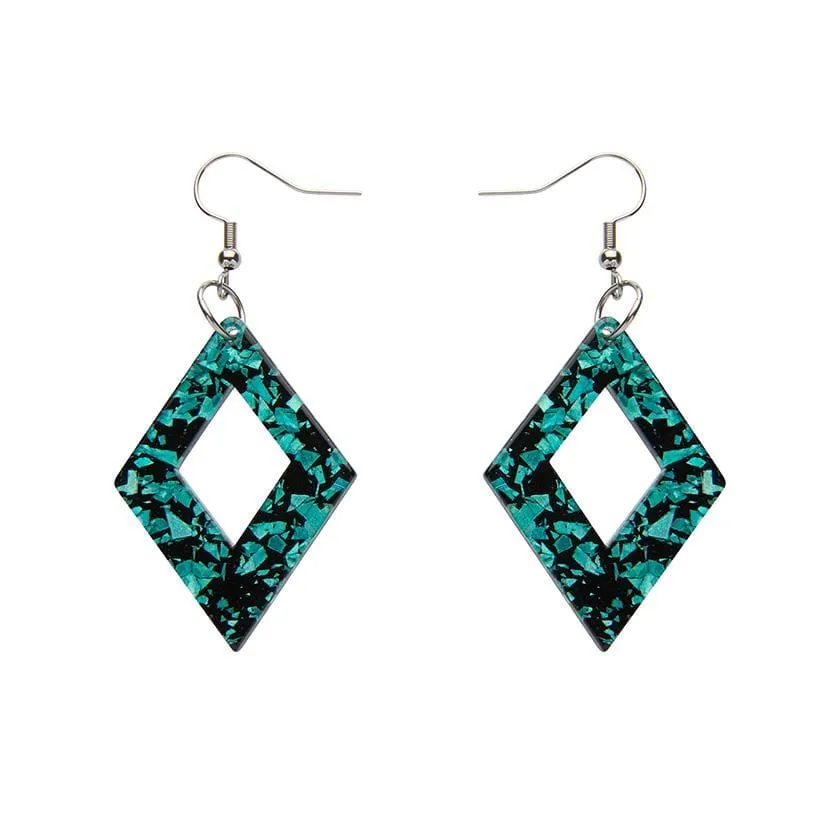 Diamond Chunky Glitter Resin Drop Earrings - Mint