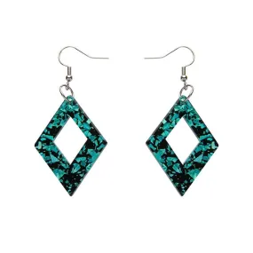 Diamond Chunky Glitter Resin Drop Earrings - Mint