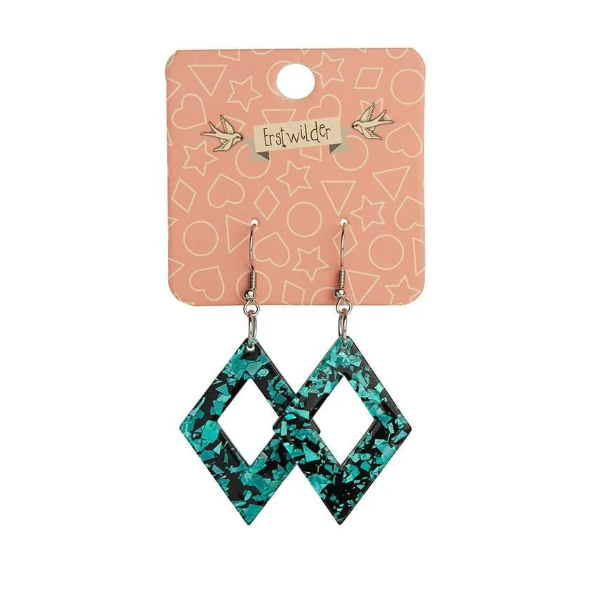 Diamond Chunky Glitter Resin Drop Earrings - Mint