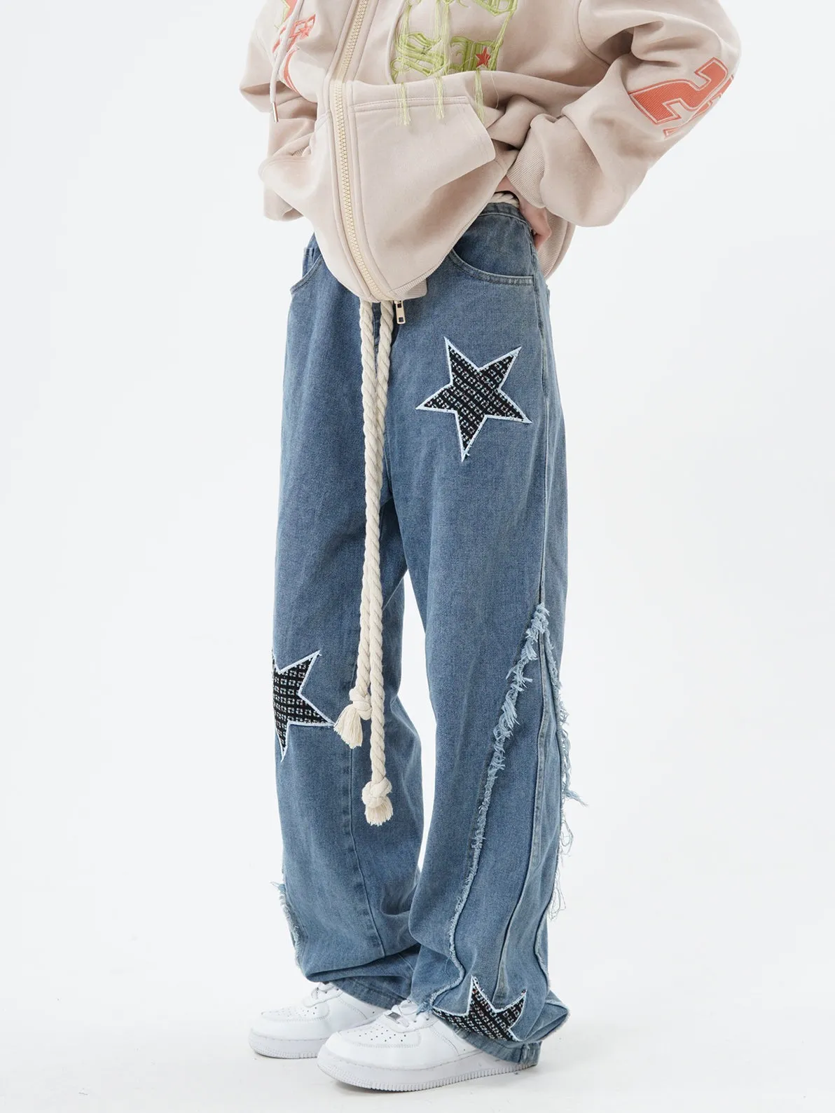 Distressed Patchwork Star Jeans