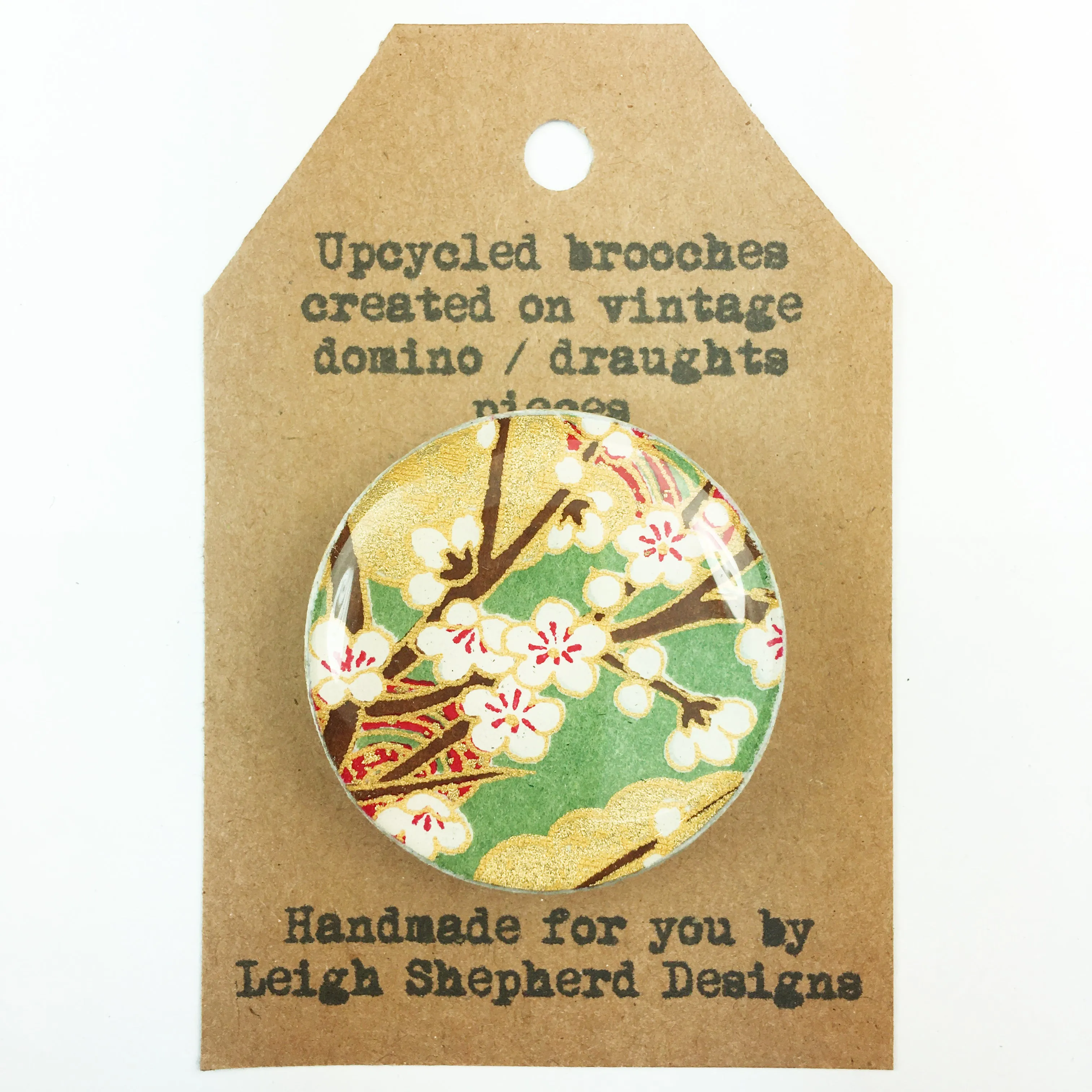 Draughts Piece Brooch - Chiyo Green