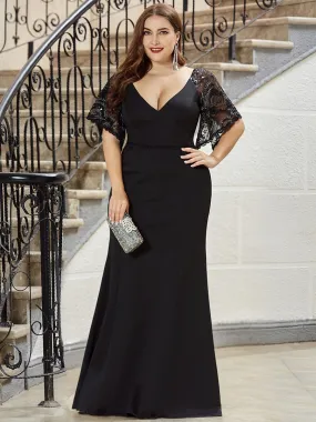 Elegant Plus Size V Neck Fishtail Evening Dress Wholesale