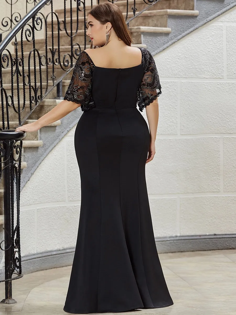 Elegant Plus Size V Neck Fishtail Evening Dress Wholesale