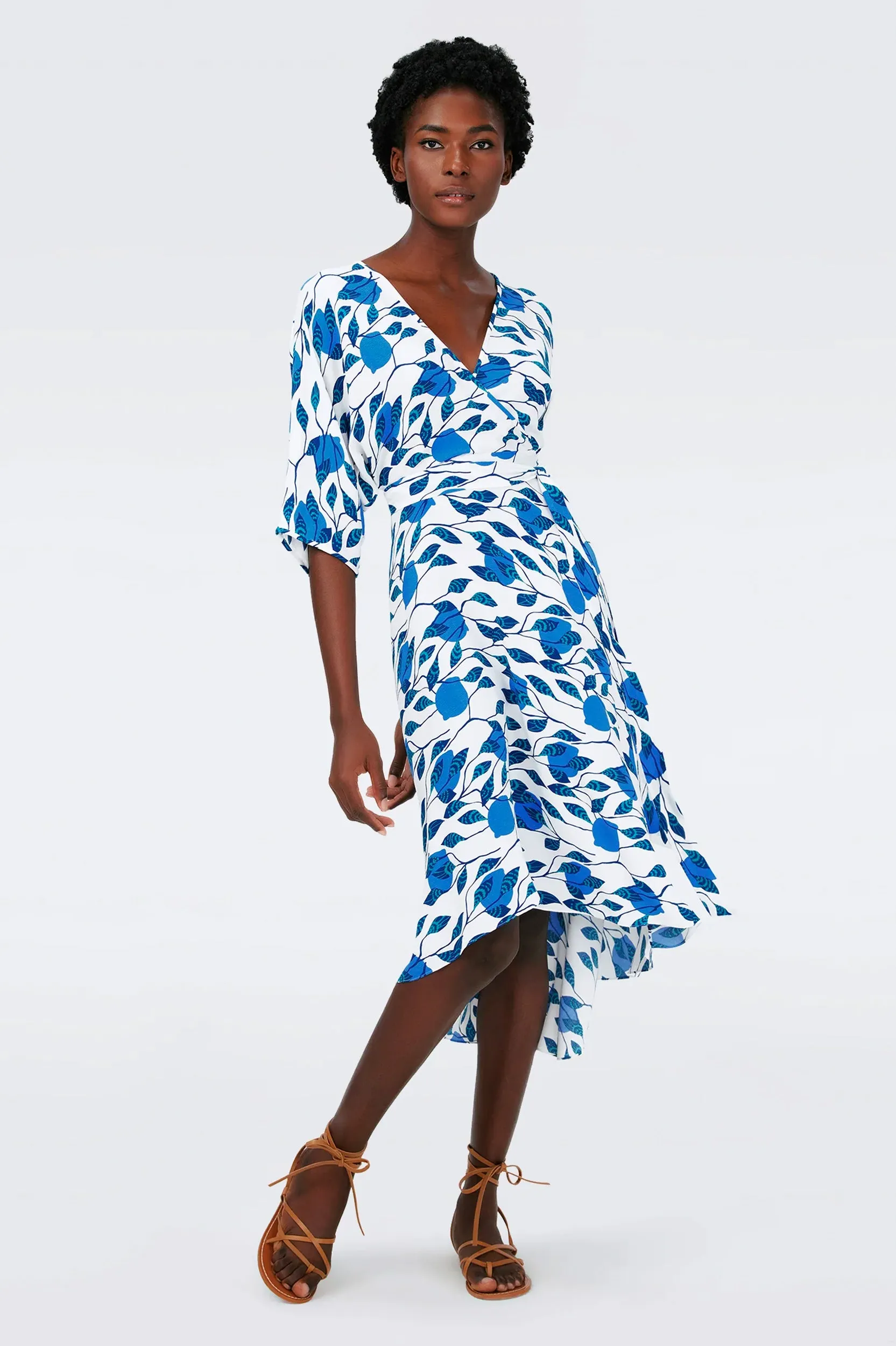 Eloise Midi Dress in Lantern Leaves