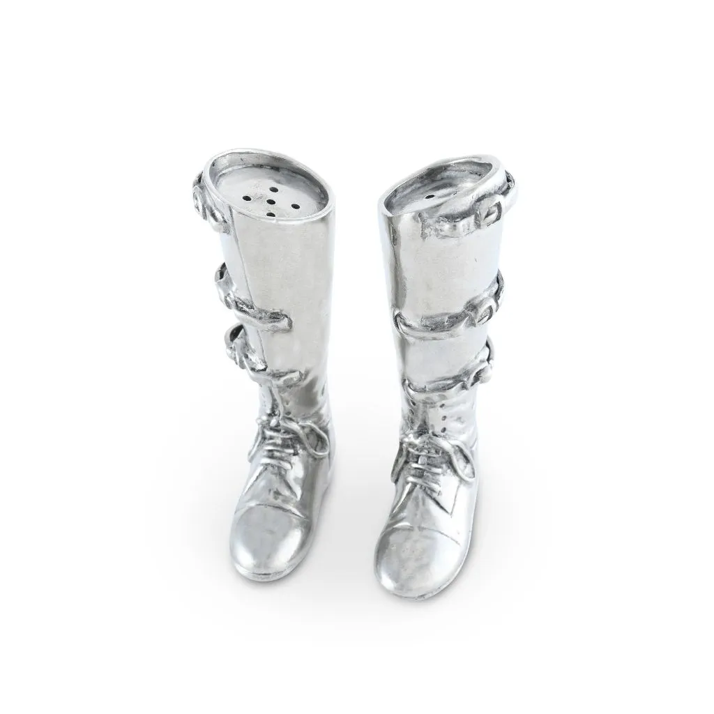 Equestrian Pewter Riding Boot Salt and Pepper Set