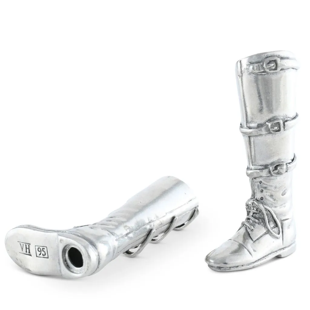 Equestrian Pewter Riding Boot Salt and Pepper Set