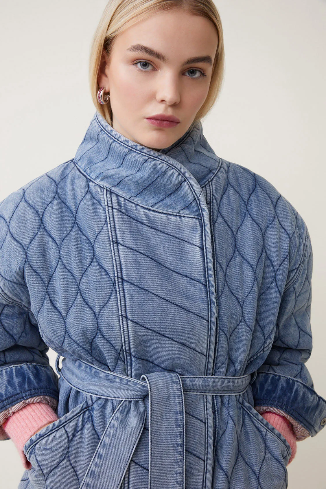 Eric Oversized quilted denim coat