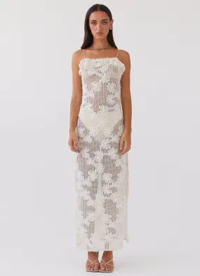 Evangeline Embroidered Maxi Dress - Ivory Tea